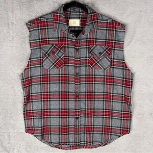 Fear Of God FOG Collection Two Sleeveless Flannel Button Up Shirt Men's‎ Small
